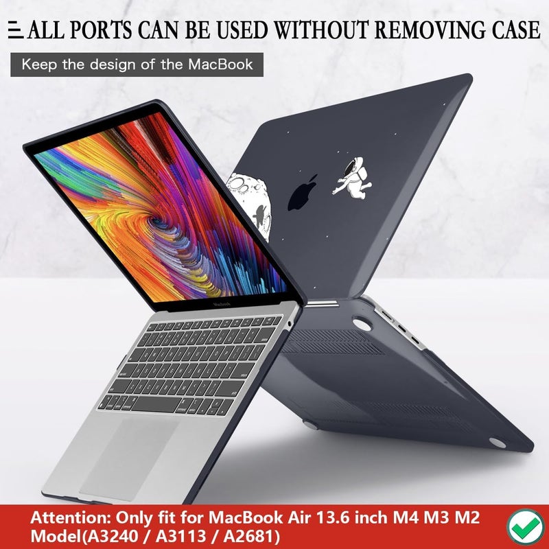 CISSOOK حافظة متوافقة مع ماك بوك إير 13.6 بوصة 2022 2024 2025 إصدار نموذج A2681 M2 A3113 M3 A3240 M4 رائد فضاء، أسود شفاف صلب مع غطاء لوحة مفاتيح لماك بوك إير 13.6 بوصة، رائد فضاء - Image 5